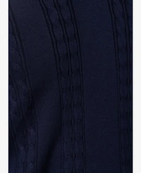Spring + Mercer Men's Cable Knit Johnny Collar Short Sleeve Sweater Polo