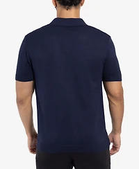 Spring + Mercer Men's Classic Ribbed Texture Polo Sweater