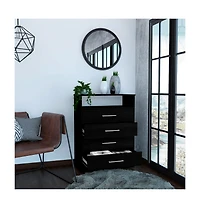 Fm Furniture Atenas melamine chest of drawers, four drawers with metal rail