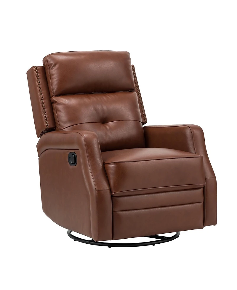 Hulala Home Beatriz 28.74" Wide Genuine Leather Swivel Rocker Recliner