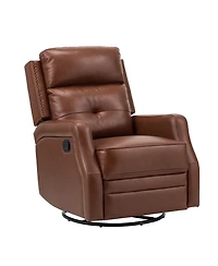 Hulala Home Beatriz 28.74" Wide Genuine Leather Swivel Rocker Recliner