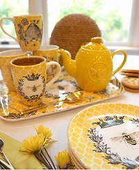 Certified International French Bees Embossed Honeycomb Teapot