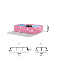 Intex 86" x 23" Outdoor Rectangular Frame Above Ground Swimming Pool, Pink