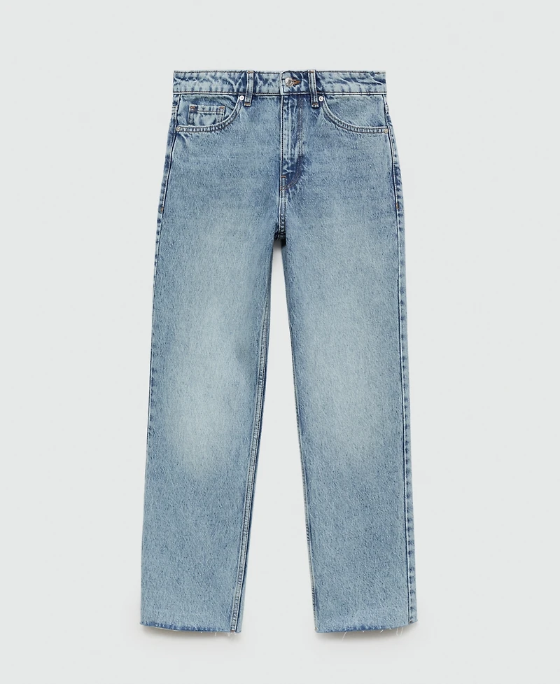 Mango Women's Straight-Fit Cropped Jeans