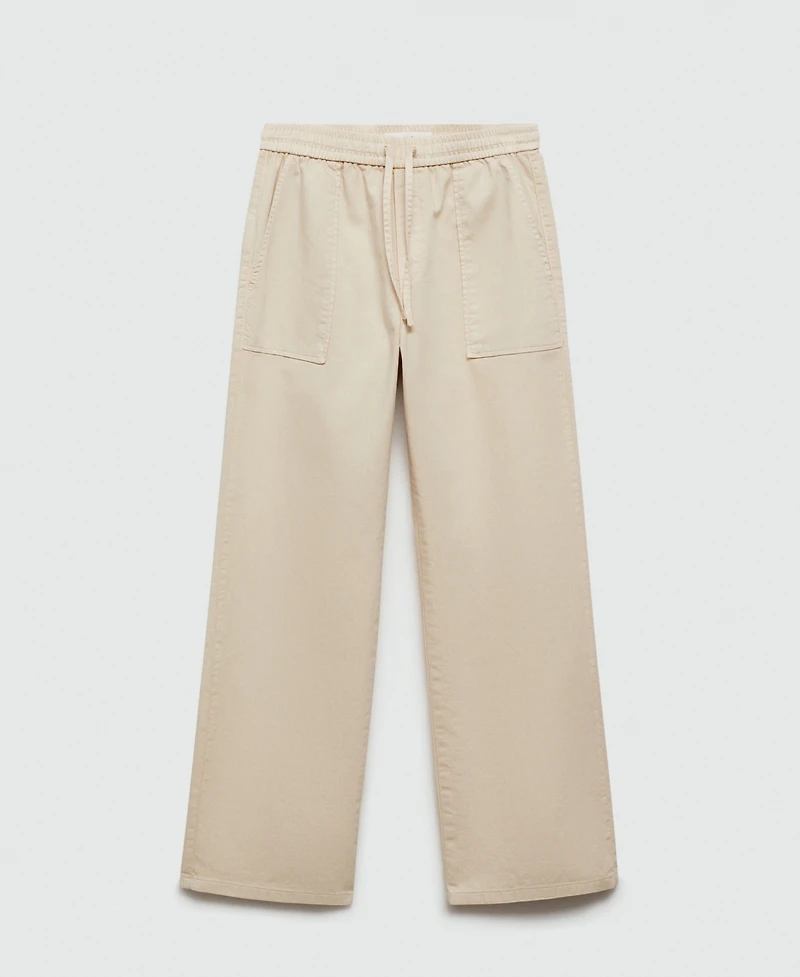 Mango Women's Elastic Waist Cotton Pants