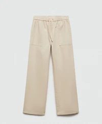 Mango Women's Elastic Waist Cotton Pants