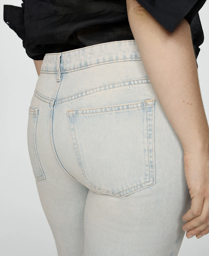 Mango Women's Straight-Fit Cropped Jeans