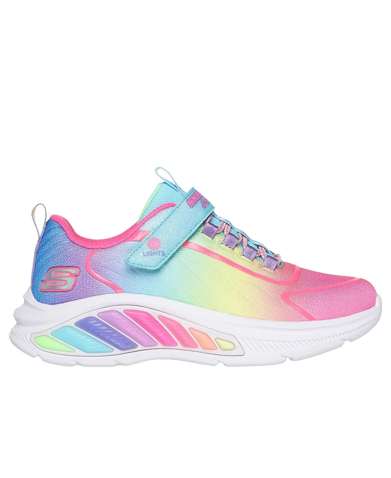 Skechers Little Girls Rainbow Cruisers Light-Up Fastening Strap Casual Sneakers from Finish Line