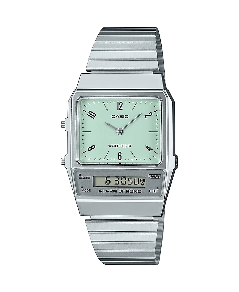 Casio Unisex Silver Tone Stainless Steel Watch, 32.1mm