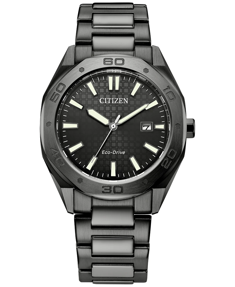 Citizen Eco-Drive Men's Weekender Gray-Tone Stainless Steel Bracelet Watch 41mm