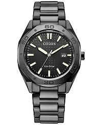 Citizen Eco-Drive Men's Weekender Gray-Tone Stainless Steel Bracelet Watch 41mm