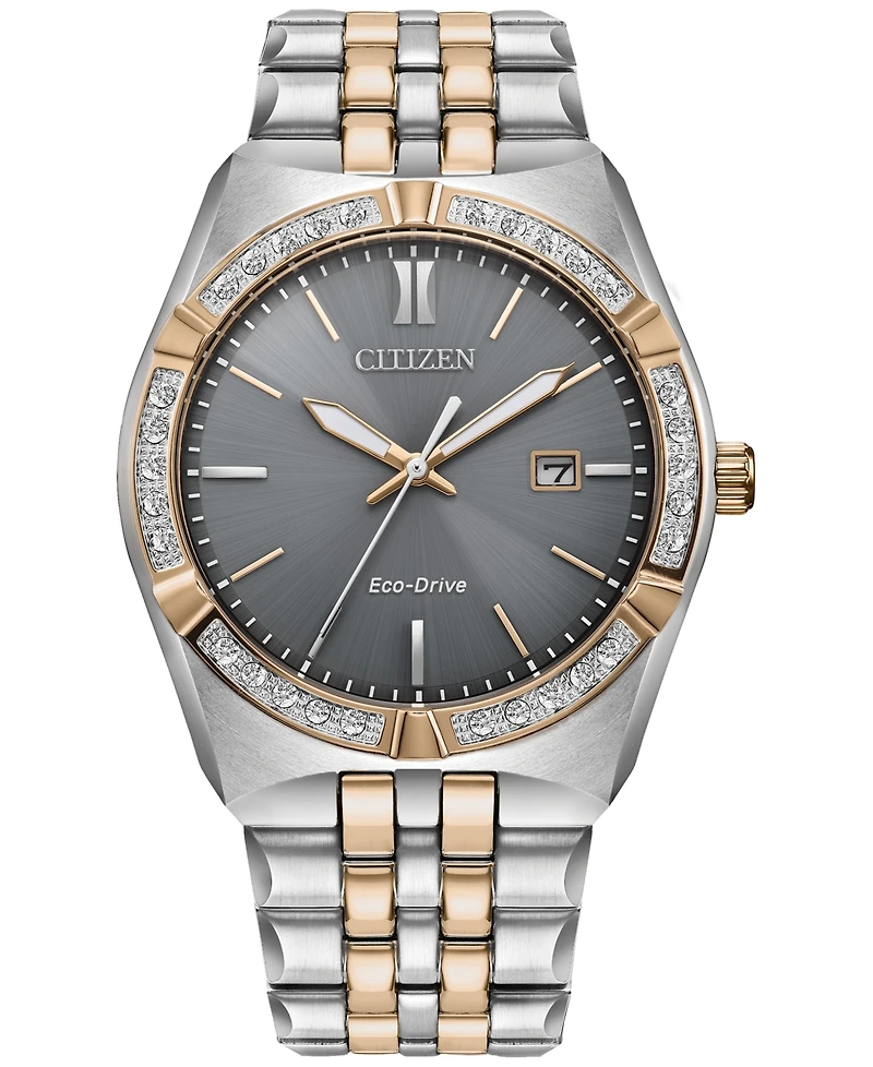Citizen Eco-Drive Men's Corso Diamond (1/10 ct. t.w.) Two-Tone Stainless Steel Bracelet Watch 40mm
