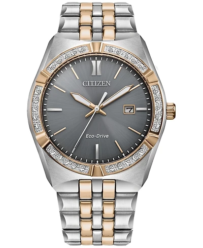 Citizen Eco-Drive Men's Corso Diamond (1/10 ct. t.w.) Two-Tone Stainless Steel Bracelet Watch 40mm