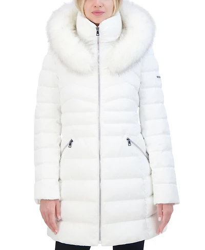 Laundry By Shelli Segal Women's Faux-Fur-Trim Hooded Puffer Coat