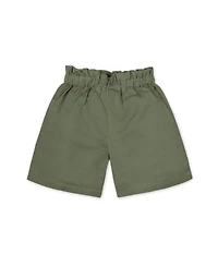 Hope & Henry Girls' Pull-On Cinched Waist Linen Short, Infant