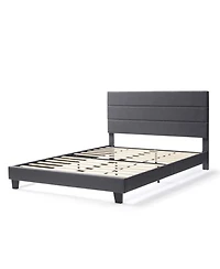 Clara Clark Horizontal Channel Upholstered Platform Bed - King - Navy