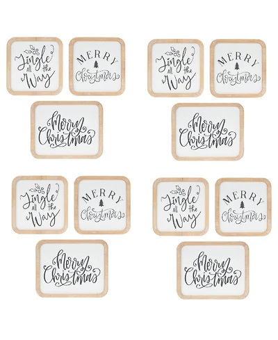 Slickblue Christmas Holiday Sentiment Plaque Set of 12 Festive Seasonal Plaques
