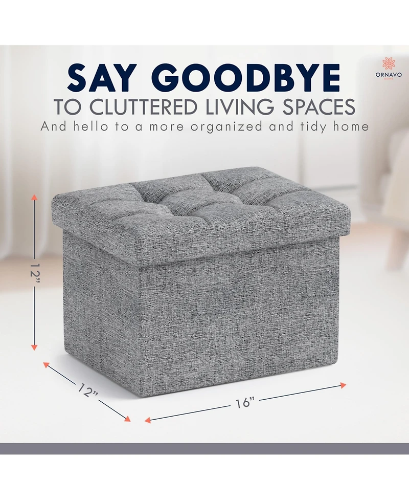 Collapsible Small Rectangle Footrest Storage Ottoman - 12 x 16 x 12