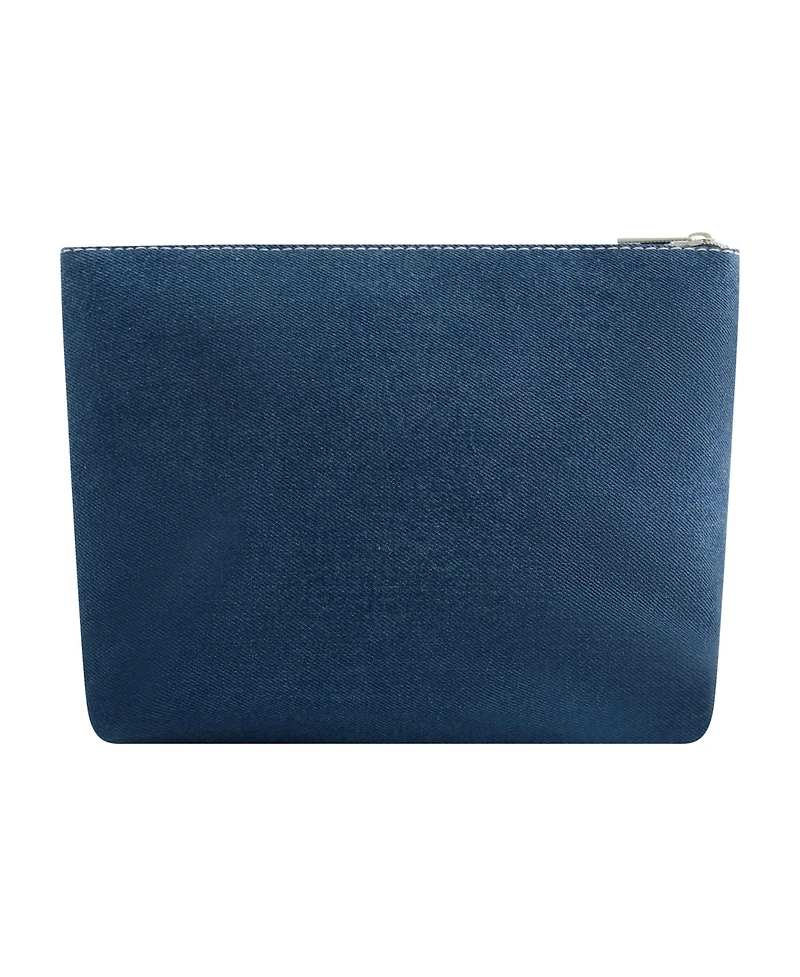 True Religion Trapazoid zip cosmetic bag with exterior zip pocket