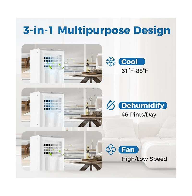 Btu Portable Air Conditioner 3 in 1 Ac Unit Fan and Dehumidifier