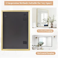 Homlux 24"x36" Rectangular Wall Mirror with Gold Aluminum Alloy Frame