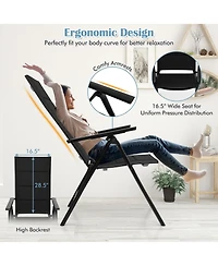 Costway 1 Pcs Patio Folding Chair Outdoor Chairs with Padded Seat, Adjustable Backrest