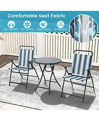 Slickblue 3 Pieces Outdoor Folding Chair Set Portable Folding Chair Set