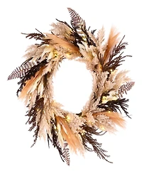 National Tree Company Orange & Black Pampas Wreath, 26 Inches