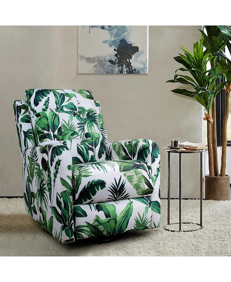 Hulala Home Arlette Transitional Swivel Recliner with Metal Base