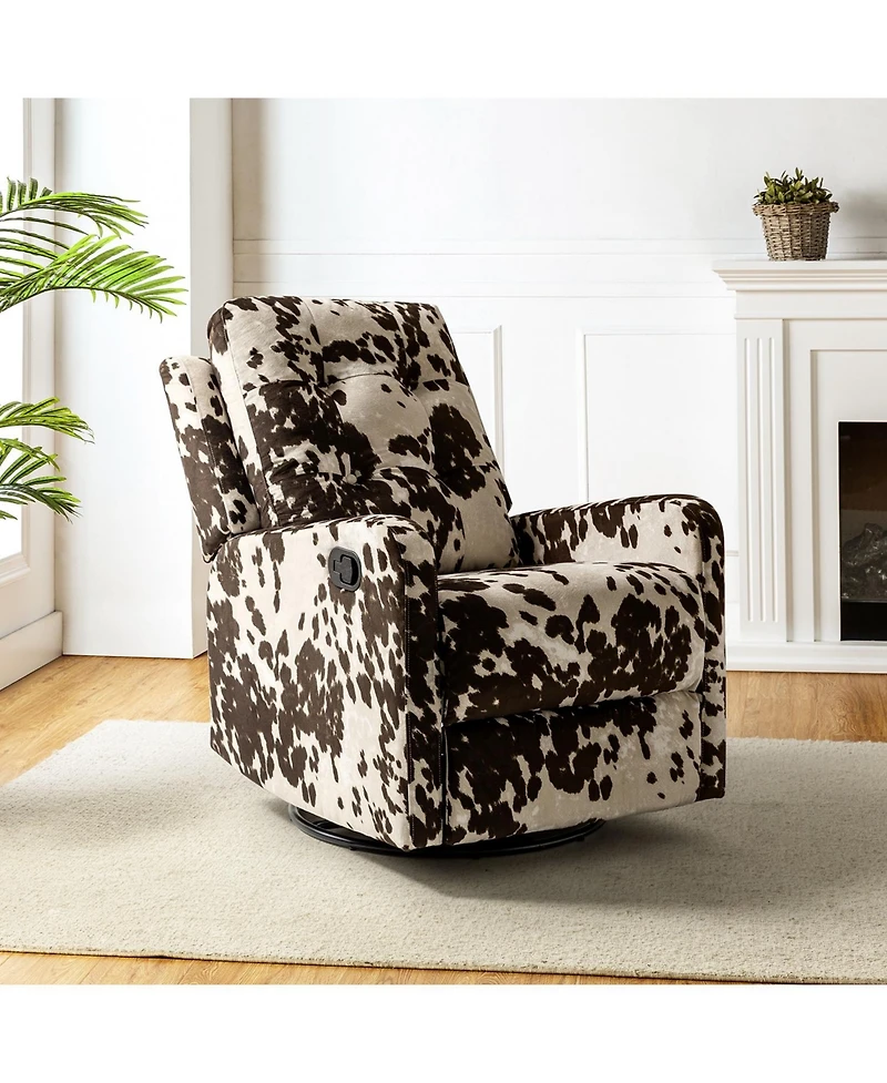 Hulala Home Arlette Transitional Swivel Recliner with Metal Base