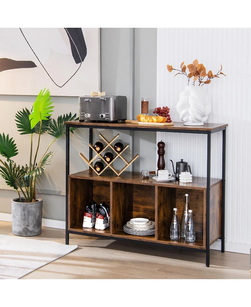 Sugift Modern Kitchen Buffet Sideboard with 3 Compartments