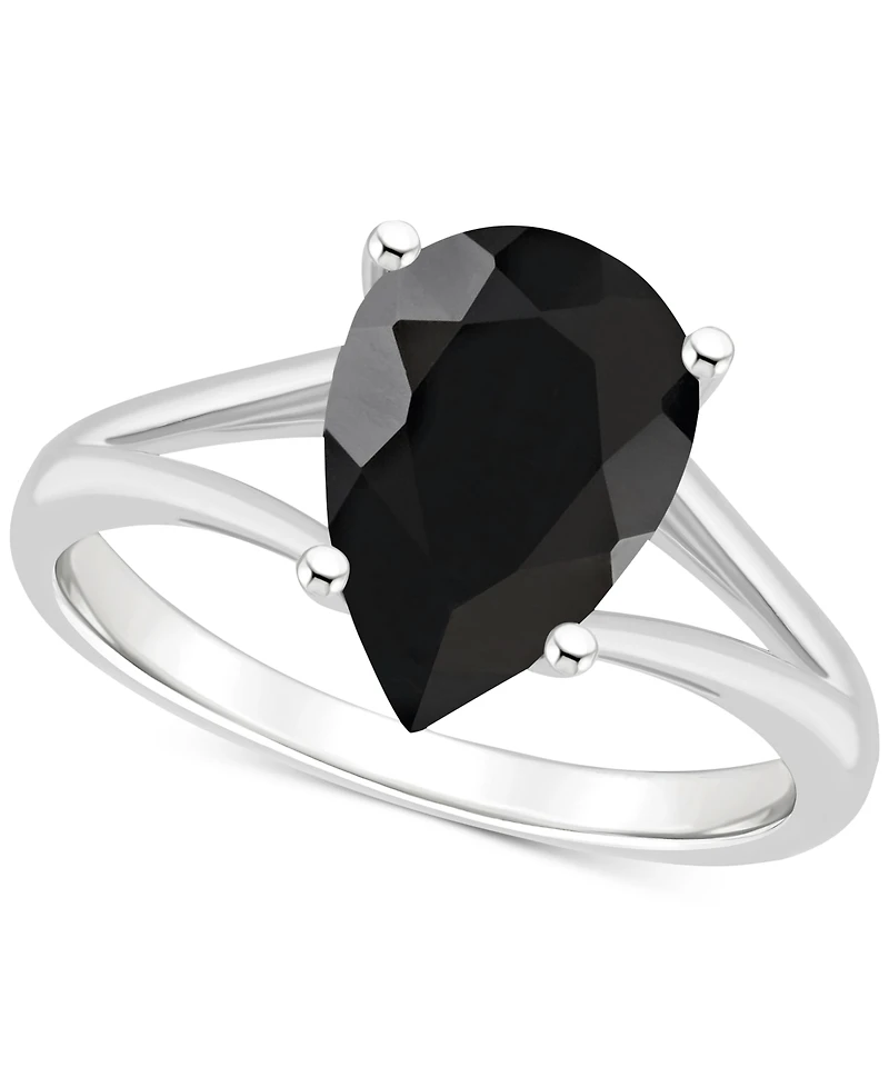 Onyx Pear Split Shank Polished Statement Ring Sterling Silver