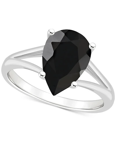 Onyx Pear Split Shank Polished Statement Ring Sterling Silver