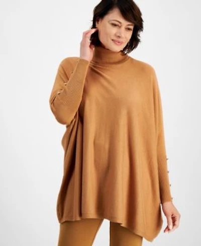 Jm Collection Womens Poncho Turtleneck Sweater Pxs Xxl Macys Exclusive