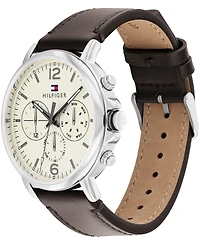 Tommy Hilfiger Men's Dark Brown Leather Watch 44mm