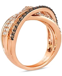 Le Vian Chocolate Diamond & Nude Diamond Multirow Crossover Statement Ring in 14k Rose Gold