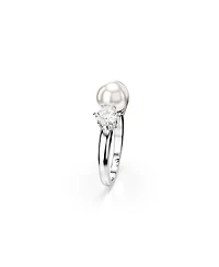 Swarovski Crystal Pearl, Round Cut, White, Rhodium Plated Matrix Ring