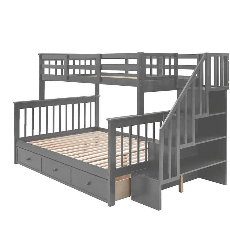 Streamdale Stairway Twin Over Full Bunk with Storage and Rail