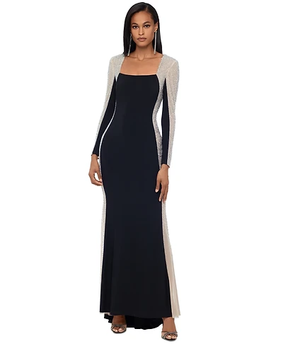 Xscape Embellished Colorblocked Gown