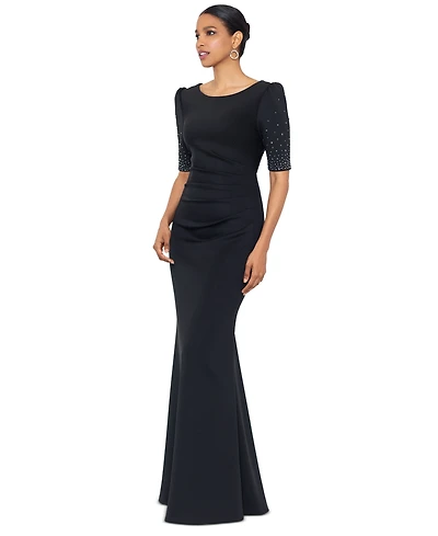 Xscape Women's Embellished Scuba Boat-Neck Gown