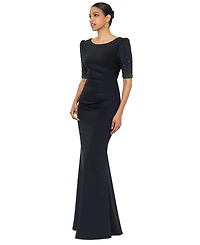 Xscape Women's Embellished Scuba Boat-Neck Gown