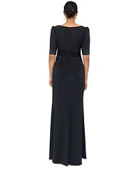 Xscape Women's Embellished Scuba Boat-Neck Gown
