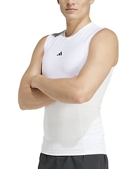 adidas Men's Fitted Crewneck Tech-Fit Sleeveless Compression T-Shirt