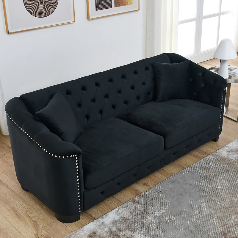 Simplie Fun 3-seater + 3-seater Combination sofa.Velvet black
