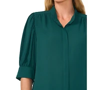CeCe Women's 3/4-Sleeve Collared Button Down Top