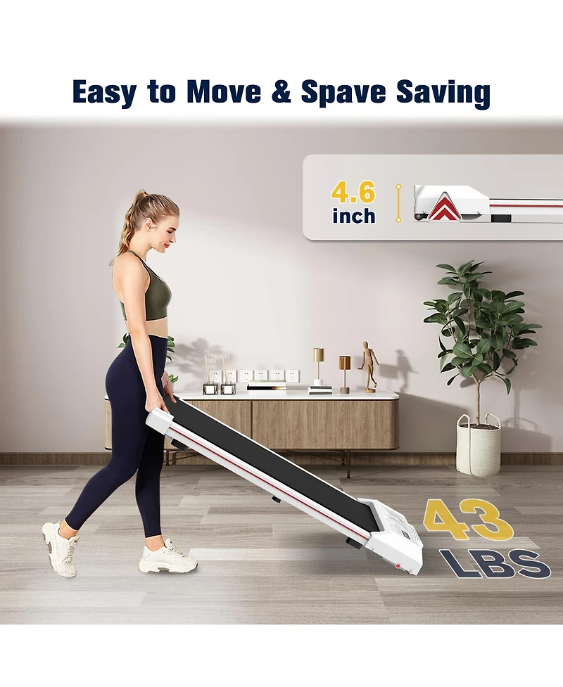 Redliro Walking Pad with Incline Under Desk Treadmill, Portable Compact Installation-Free Treadmills for Home Office with 265lbs Capacity
