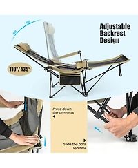 Slickblue Camping Lounge Chair with Detachable Footrest Adjustable Backrest