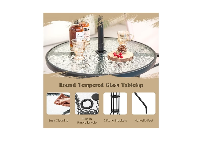 Slickblue 4 Pieces Outdoor Bar Set with Umbrella-Beige