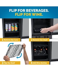Newair 15" FlipShelf Wine and Beverage Refrigerator, Reversible Shelves Hold 80 Cans or 33 Bottles