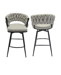 Simplie Fun Modern Woven Swivel Bar Stools with Comfortable Upholstered Seat